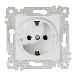 Розетка Mutlusan Rita 2200 600 0201 1-ая скрытая без рамки с заземлением белая