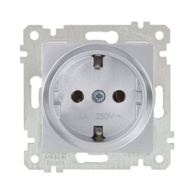 Розетка Mutlusan Rita 2200-600-0282 2P+E нержавеющая сталь