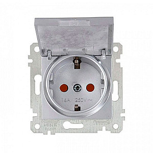 Розетка Mutlusan Rita 2200-611-0282 2P+E с крышкой защитные шторки нержавеющая сталь