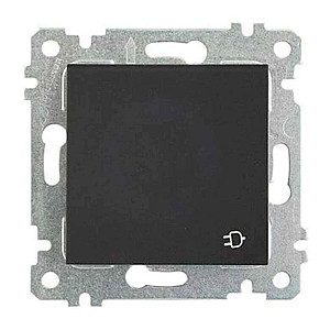 Розетка Mutlusan Rita 2200-605-0284 2P+E с заземлением с крышкой защитные шторки черный матовый