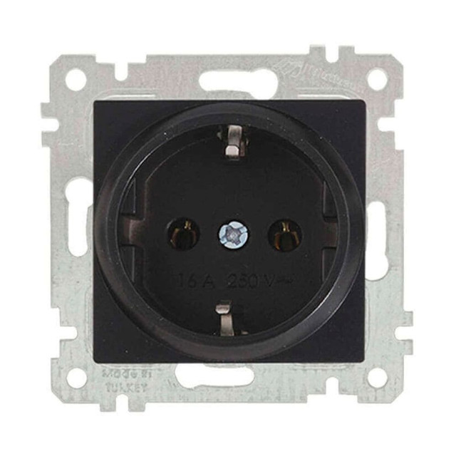 Розетка Mutlusan Rita 2200-605-0284 2P+E с заземлением черный матовый