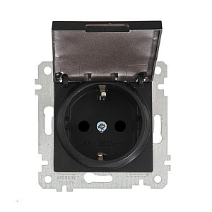 Розетка Mutlusan Rita 2200-605-0284 2P+E с заземлением с крышкой защитные шторки черный матовый