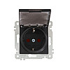 Розетка Mutlusan Rita 2200-611-0284 2Р+Е с крышкой защитные шторки черный матовый