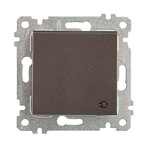 Розетка Mutlusan Rita 2Р+Е с крышкой защитные шторки дымчатый