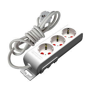 Удлинитель Mutlusan 001-175-314002-02-00 3*2Р+Е со шторками белый 2 м