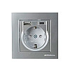 Розетка Mutlusan Rita 2220-629-0282 2P+E USB Type A USB Type C 2.4А нержавеющая сталь