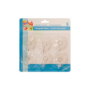 Набор крючков металлических с пластмассовыми присосками 5 см 6 шт