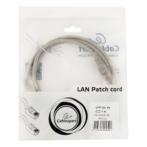 Патч-корд Cablexpert PP12-1M UTP кат.5e литой многожильный 1 м серый