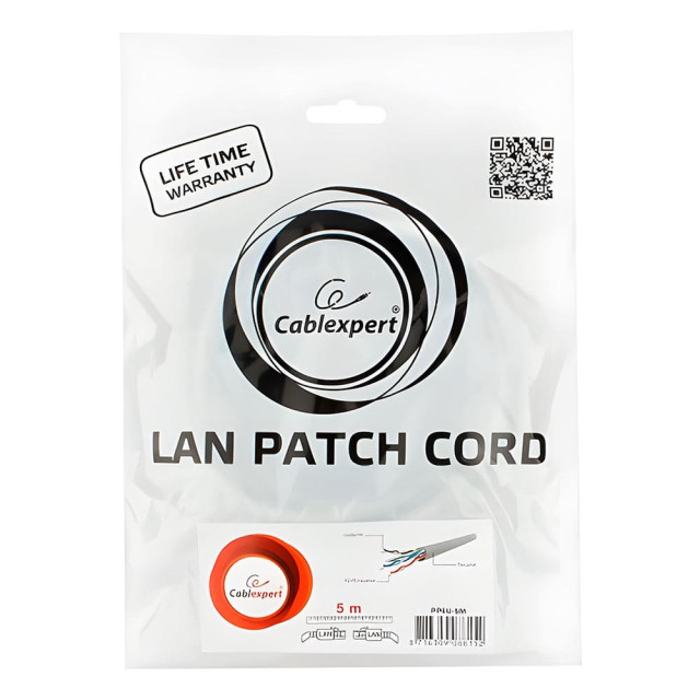 Патч-корд Cablexpert PP6U-5M UTP кат.6 литой многожильный 5 м серый