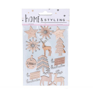 Набор стикеров новогодних дерево 12 шт