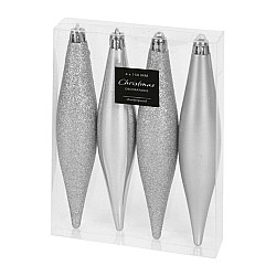 Набор елочных украшений Koopman Сосулька серебро 4 шт