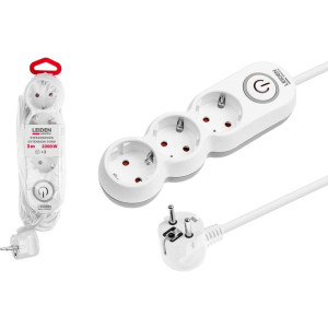 Удлинитель Leiden Electric 805042 2.2кВт с заземлением выключателем ПВС 3*0.75 3 розетки 3 м