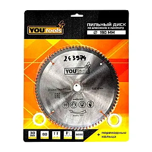 Диск пильный Yourtools Z80 по алюминию и ламинату 190/30 мм