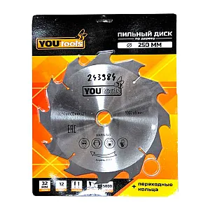 Диск пильный Yourtools Z12 по дереву 250/32 мм