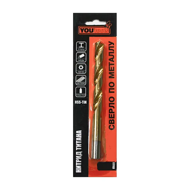 Сверло по металлу Yourtools 4.7*47*80 мм HSS-TIN цилиндрический хвостовик