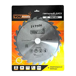 Диск пильный Yourtools Z24 по дереву 250/32 мм
