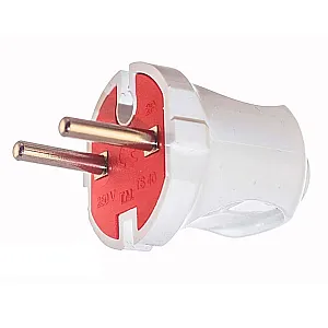 Вилка EL-BI 505-000601-810 без заземления белый/красный