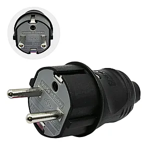 Вилка FAR F999 прямая с заземлением черная