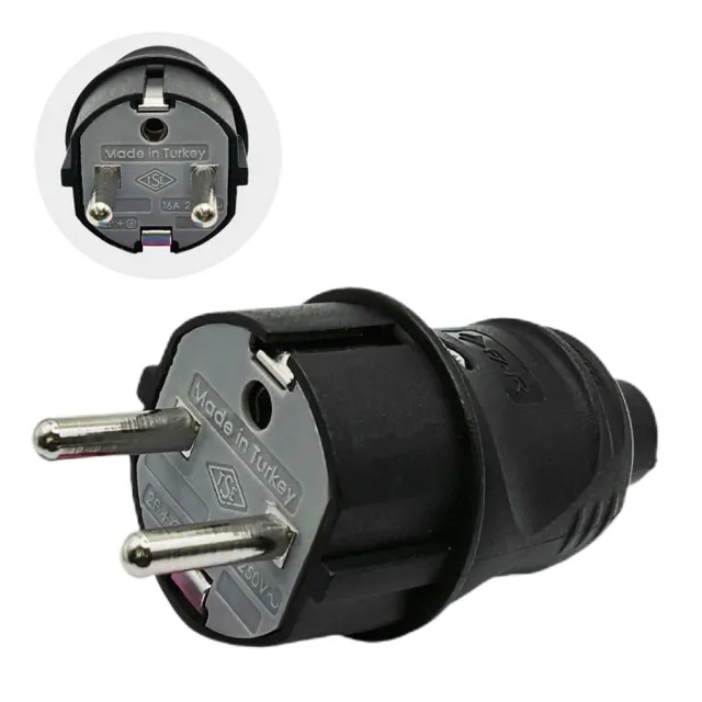 Вилка FAR F999 прямая с заземлением черная