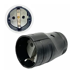 Розетка штепсельная FAR F998 c заземлением черная