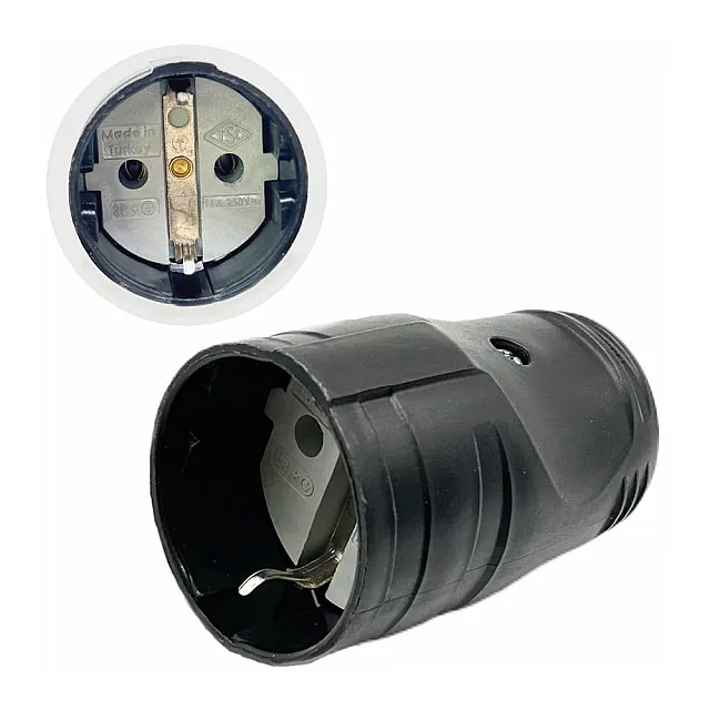 Розетка штепсельная FAR F998 c заземлением черная