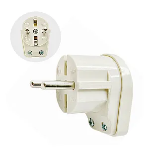 Вилка FAR F10 с заземлением угловая бакелит белая