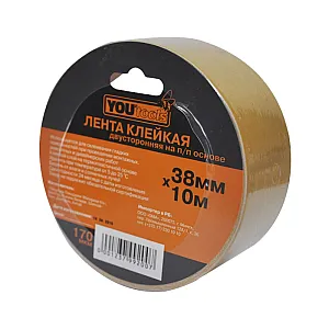 Лента двухсторонняя Yourtools клейкая на полипропиленовой основе 38 мм*10 м