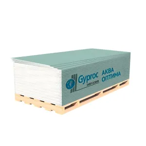 Гипсокартон Gyproc Аква Оптима стеновой влагостойкий 12.5*1200*2500 мм