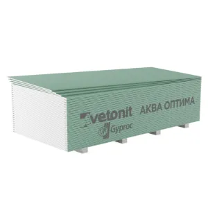 Гипсокартон Gyproc Аква Оптима стеновой влагостойкий 12.5*1200*3000 мм