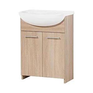 Тумба напольная Акваль Карина 60 дуб сонома с умывальником Rosa Уют 60