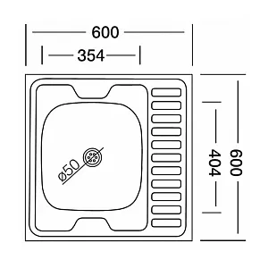 Мойка кухонная КромРус EC-409 чаша левая 60*60 мм