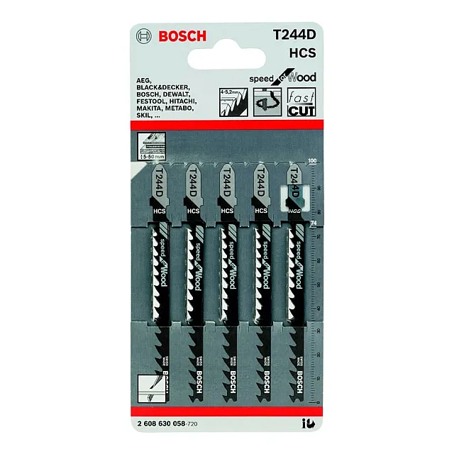 Пилка для электролобзика Bosch 2608630058 по дереву T244D 5 шт