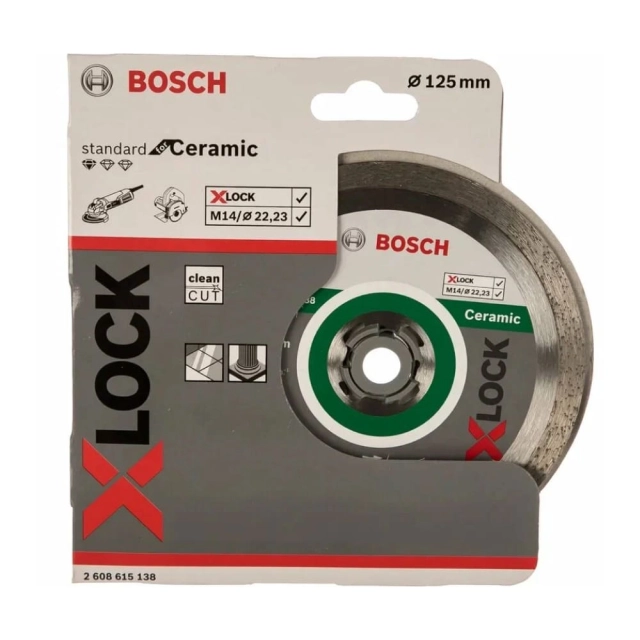 Диск алмазный по керамике Bosch X-LOCK Standard for Ceramic 125*22.23 мм Диск алмазный по керамике Bosch X-LOCK Standard for Ceramic 125*22.23 мм