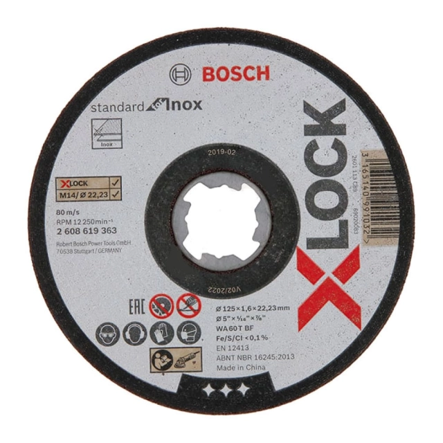 Круг отрезной для нержавеющей стали Bosch X-LOCK Standard for Inox 125*1.6*22.2 мм Круг отрезной для нержавеющей стали Bosch X-LOCK Standard for Inox 125*1.6*22.2 мм