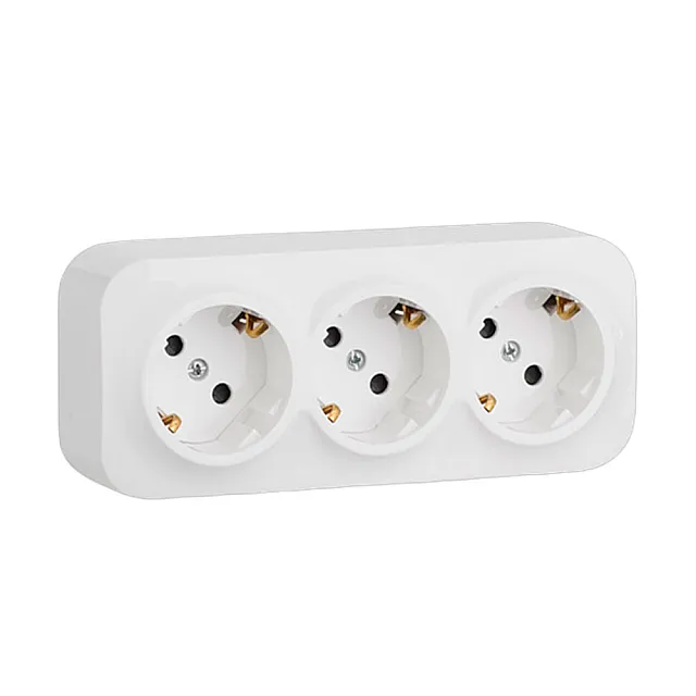 Розетка Legrand Quteo 782238 3*2P+E с предварительным подключением белый