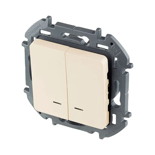 Выключатель Legrand Inspiria 673631 2 клавиши с подсветкой слоновая кость