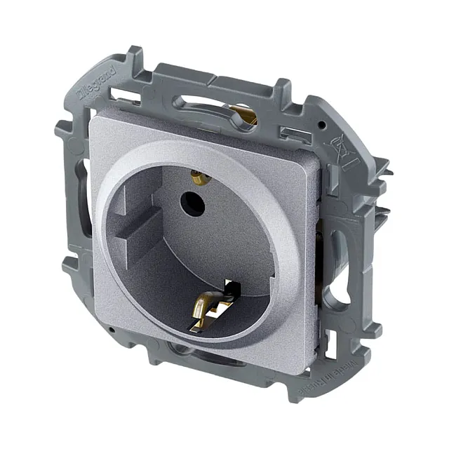 Розетка Legrand Inspiria 673722 2P+E алюминий