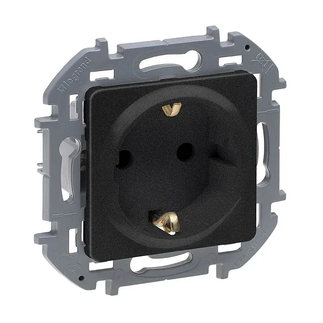 Розетка Legrand Inspiria 673733 2P+E со шторками антрацит