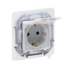 Розетка Legrand Inspiria 673740 2P+Е с крышкой со шторками IP44 белая