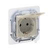 Розетка Legrand Inspiria 673741 2P+Е с крышкой со шторками IP44 слоновая кость