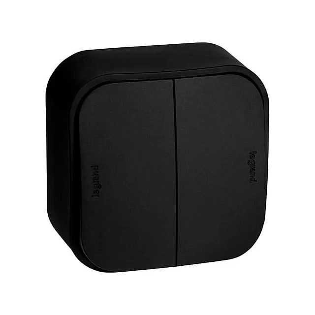 Выключатель Legrand Quteo 782474 2 клавиши черный матовый
