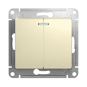 Выключатель Schneider Electric Glossa GSL000253 2-клавишный с подсветкой бежевый