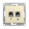 Розетка Schneider Electric Glossa 000285 двойная RJ11+RJ45 кат. 5Е