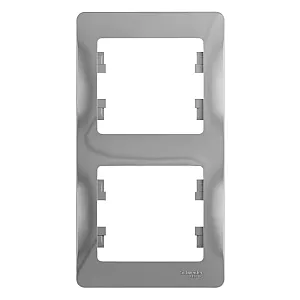 Рамка Schneider Electric Glossa GSL000306 2 поста вертикальная алюминий