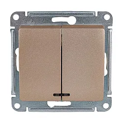 Выключатель Schneider Electric Glossa GSL000453 2 клавиши с подсветкой титан