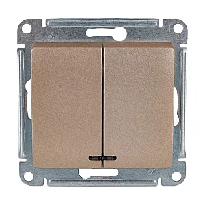 Выключатель Schneider Electric Glossa GSL000453 2 клавиши с подсветкой титан