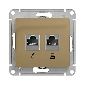 Розетка Schneider Electric Glossa GSL000485 двойная RJ11+ RJ45 кат.5Е титан