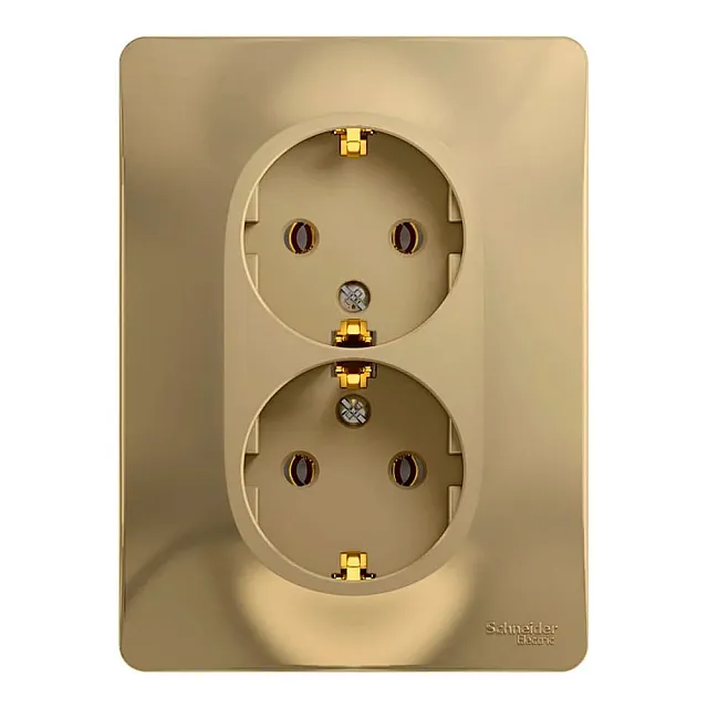 Розетка Schneider Electric Glossa 2 гнезда с заземлением титан