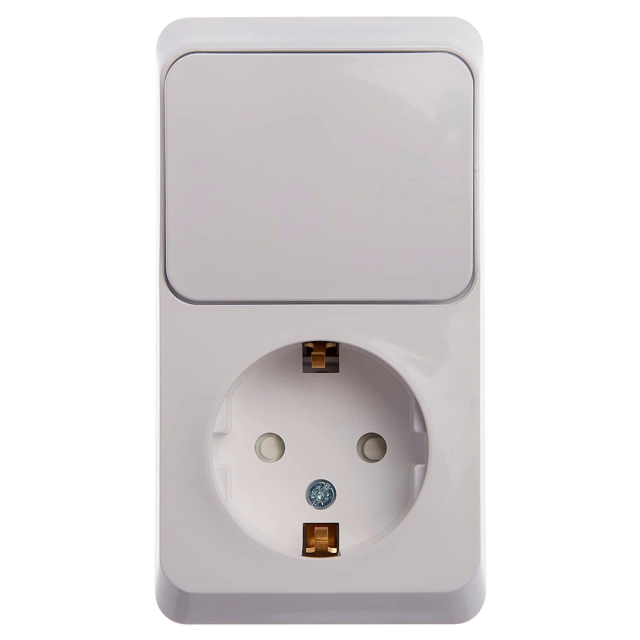 Блок Schneider Electric Этюд BPA16-201B розетка с заземлением + выключатель 1 клавиша белый Блок Schneider Electric Этюд BPA16-201B розетка с заземлением + выключатель 1 клавиша белый