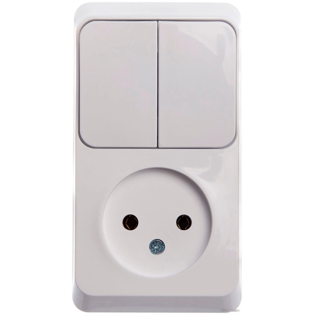 Блок Schneider Electric Этюд BPA16-205B розетка без заземления + выключатель 2 клавиши белый Блок Schneider Electric Этюд BPA16-205B розетка без заземления + выключатель 2 клавиши белый